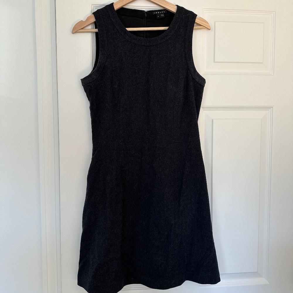 Dark Grey Wool Theory Dress Size 4 with POCKETS